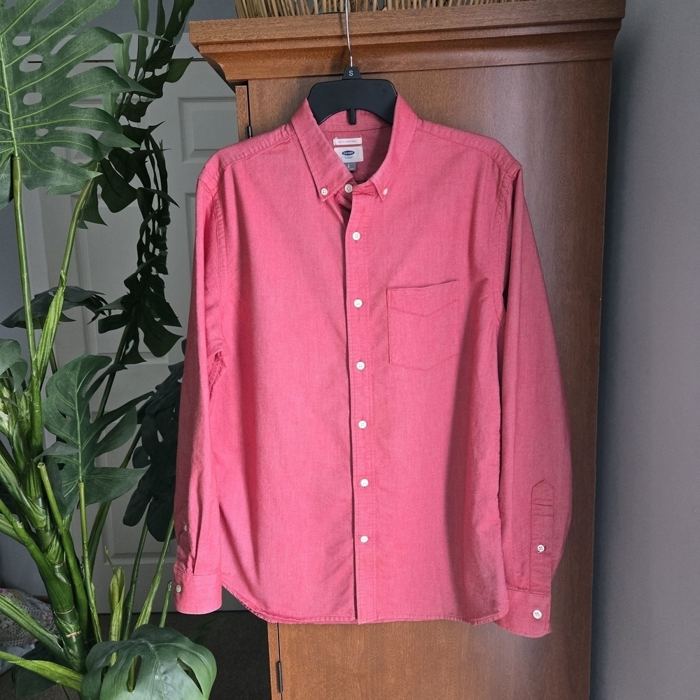 Old Navy Men's Casual Red Button Down Shirt